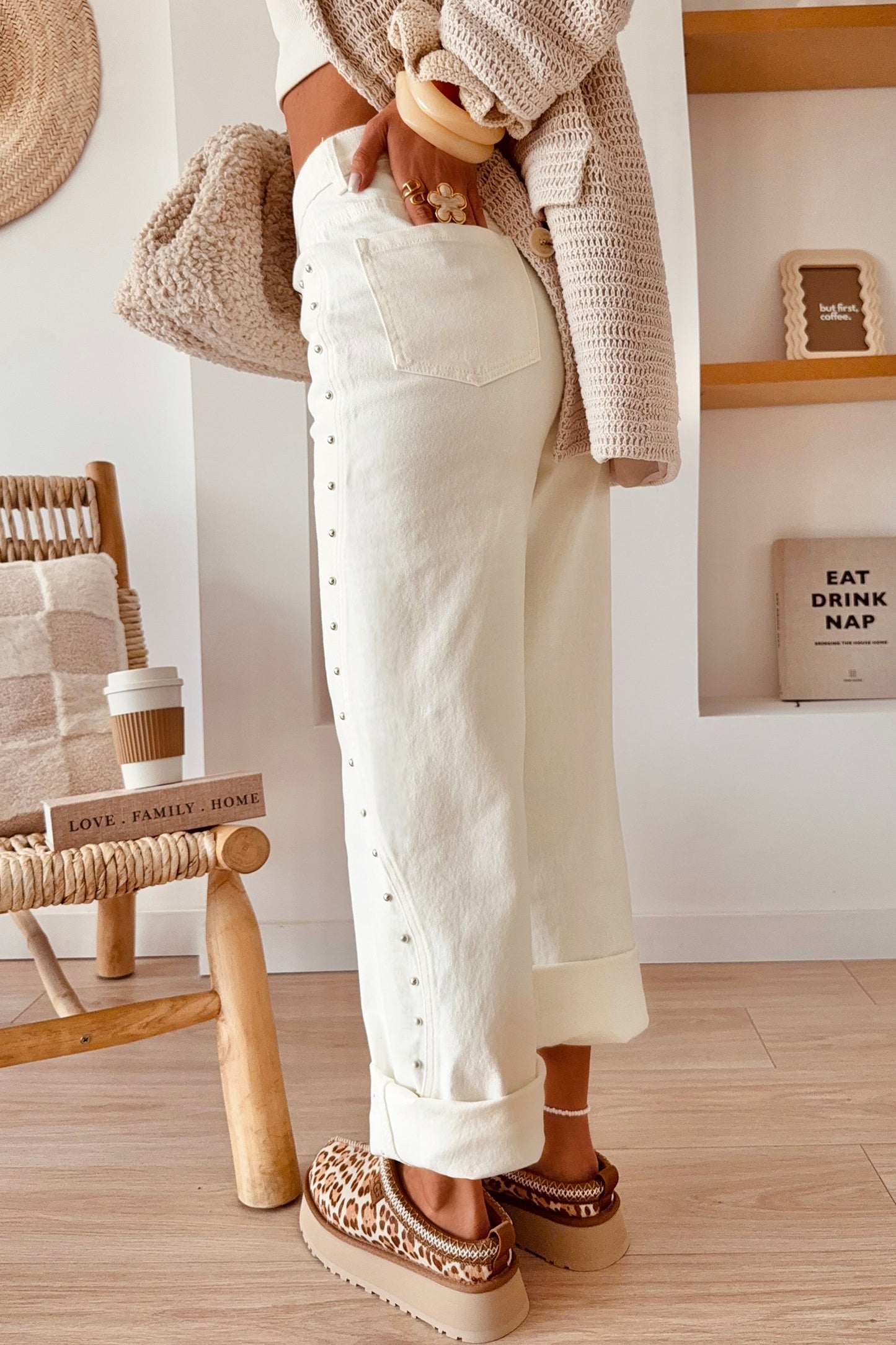 Dusk Blue Side Seam Rivet Detail Ankle Length Casual Jeans