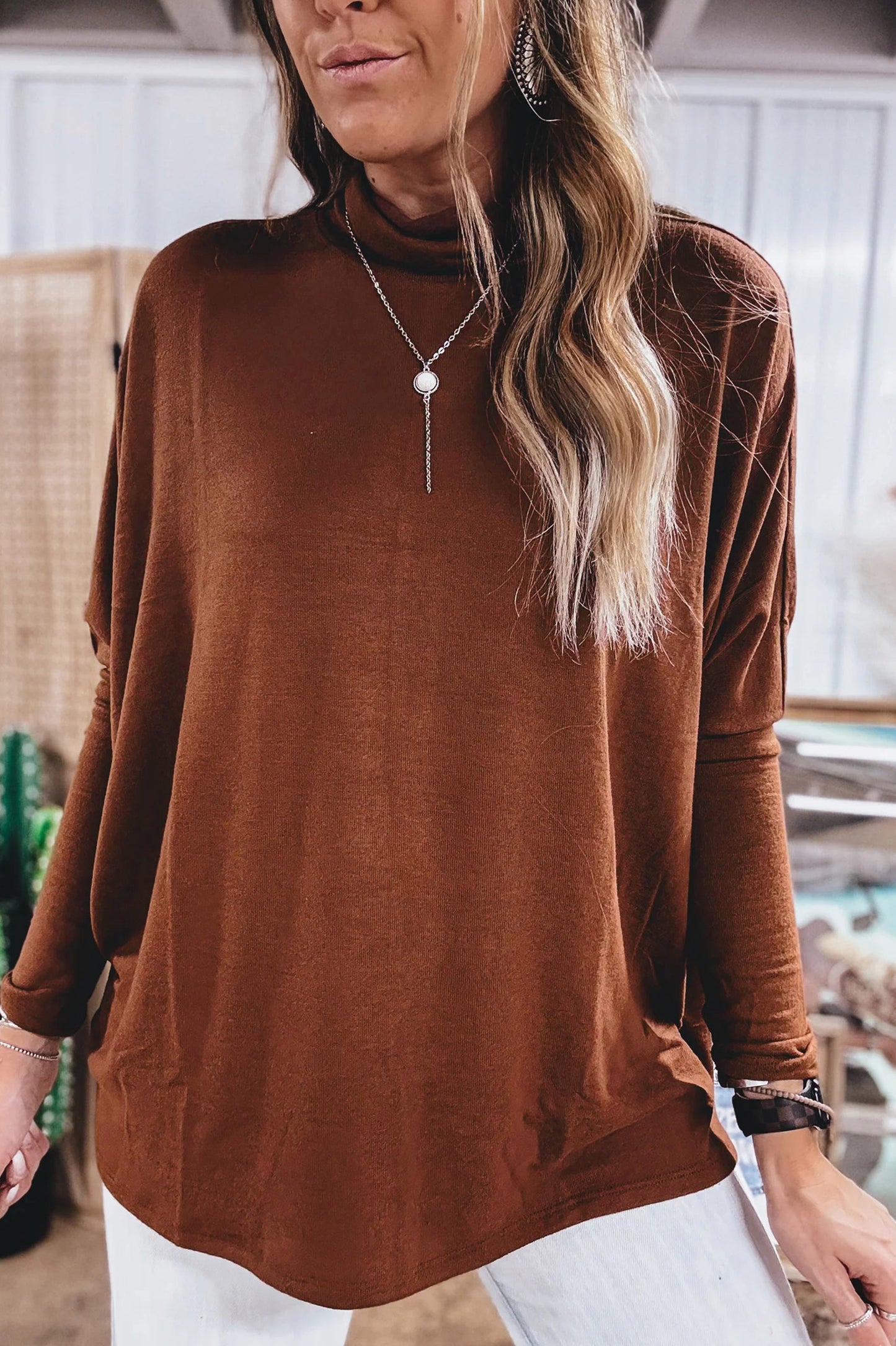Black High Neck Long Sleeve Top
