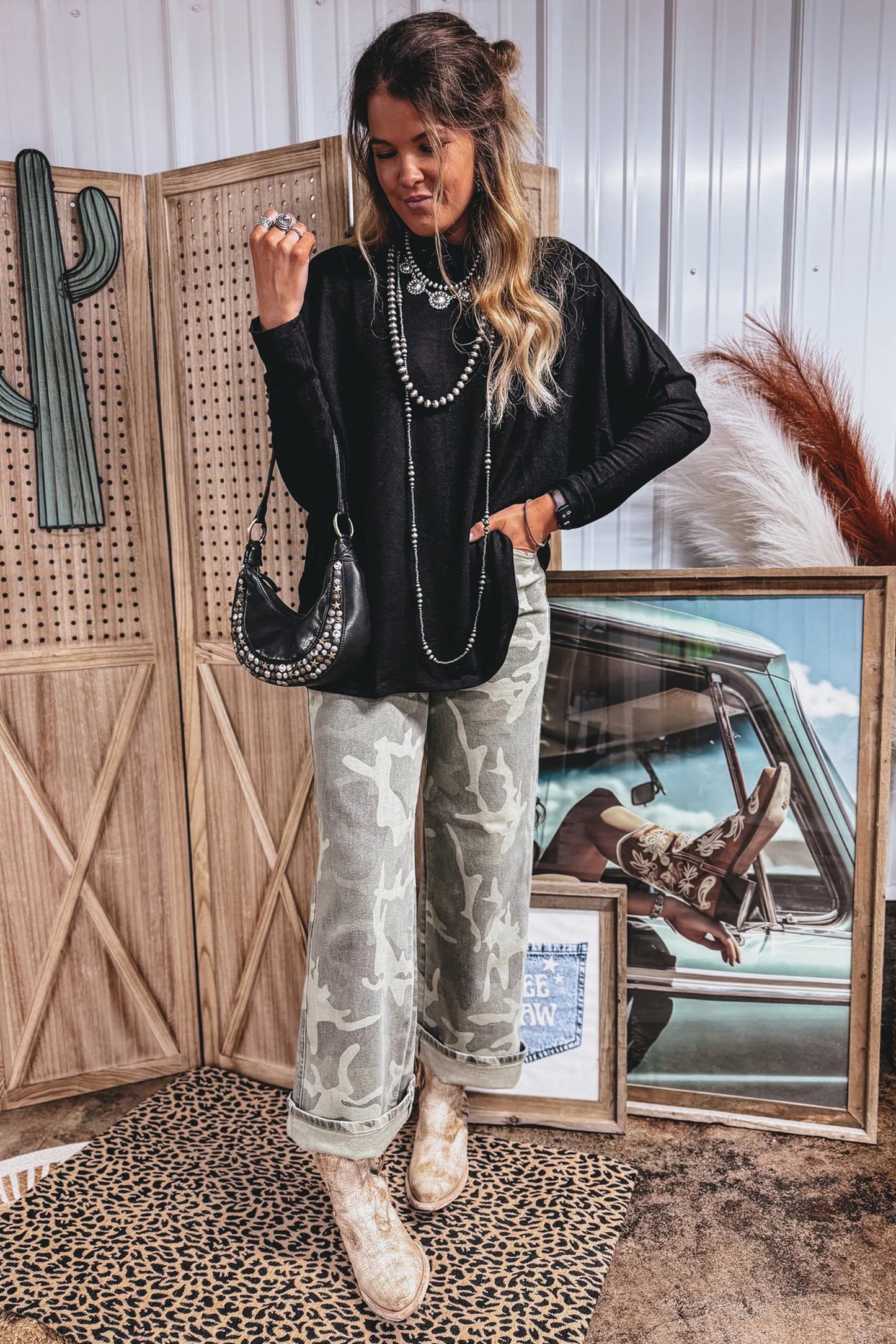 Black High Neck Long Sleeve Top
